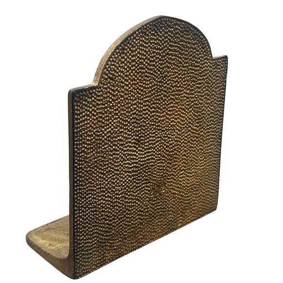 VTG Cast Metal Bookend Knight Horseback Medieval Battle Scene Gold Finish Goth - Picture 6 of 15